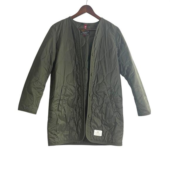 Alpha Industries Women's Long Quilted Liner Jacket in Green Size XS - Picture 3 of 10